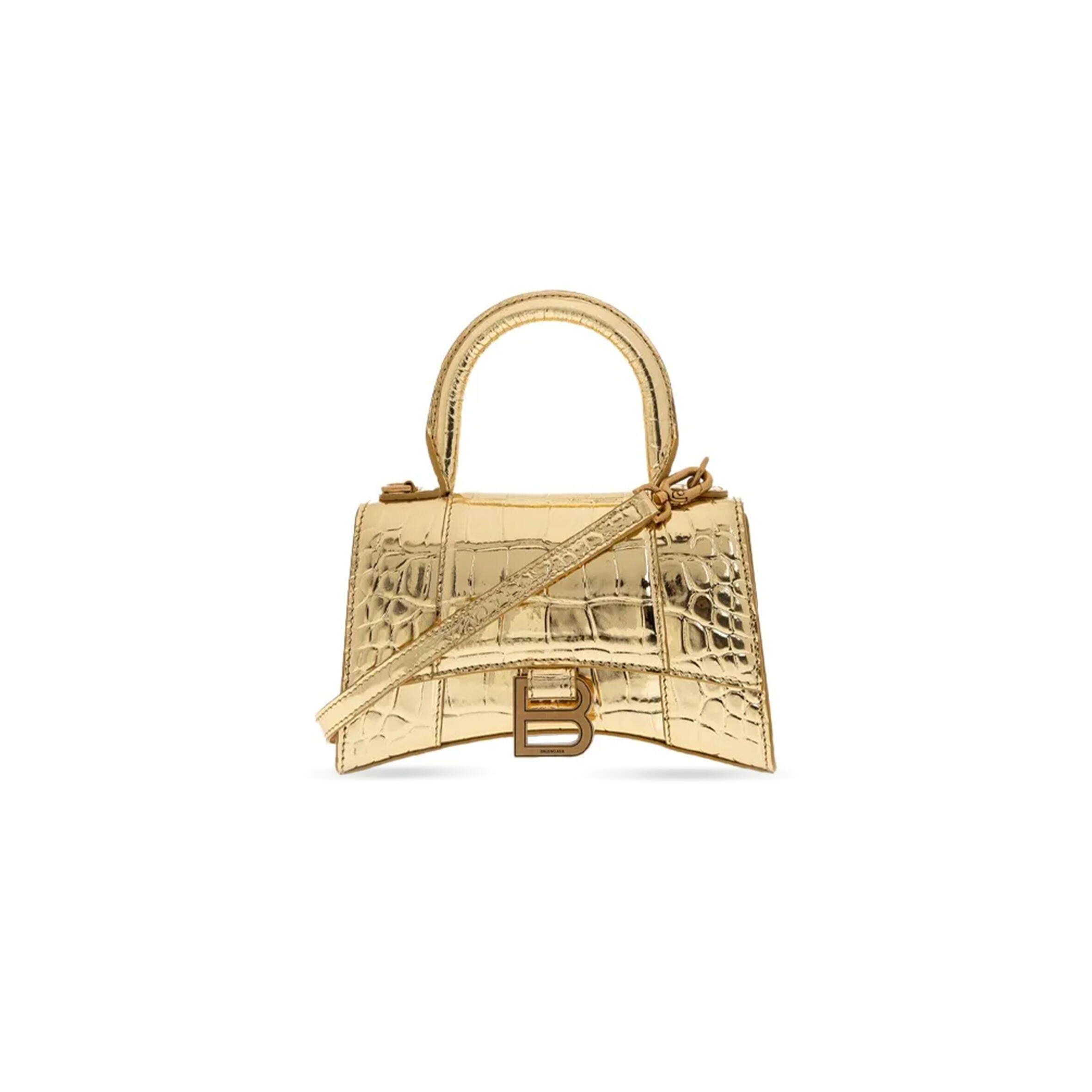 Ba1en*iaga women''s hourglass handbag xs in gold 5928331s4gm8000 (18.8*13*7.9cm)